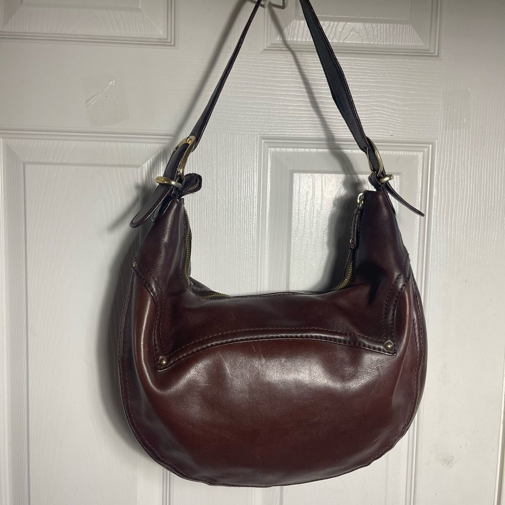 Michael Kors leather dark Brown large hobo bag gold studs accent& hardwares - Picture 1 of 16